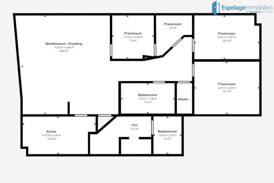 Praxisfl che in der Fu bg nerzone - Floor 1 B�rofl�che Cloppenburg